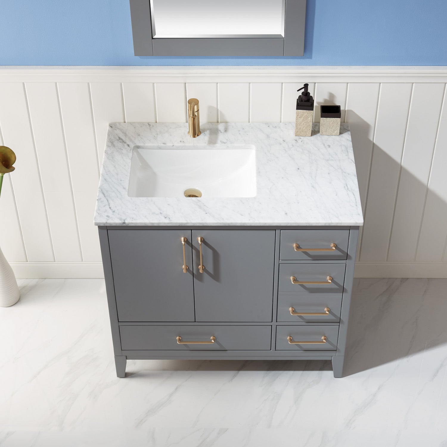 Sutton 36" Single Bathroom Vanity Set with Marble Countertop