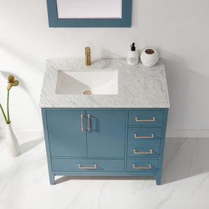 Sutton 36" Single Bathroom Vanity Set with Marble Countertop