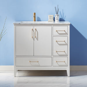 Sutton 36" Single Bathroom Vanity Set with Marble Countertop