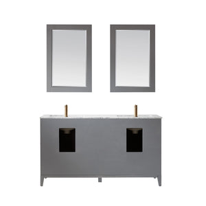 Sutton 60" Double Bathroom Vanity Set with Marble Countertop