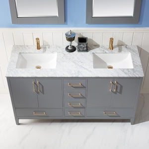 Sutton 60" Double Bathroom Vanity Set with Marble Countertop
