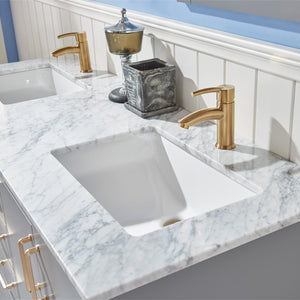 Sutton 60" Double Bathroom Vanity Set with Marble Countertop