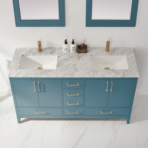 Sutton 60" Double Bathroom Vanity Set with Marble Countertop