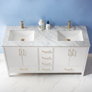 Sutton 60" Double Bathroom Vanity Set with Marble Countertop
