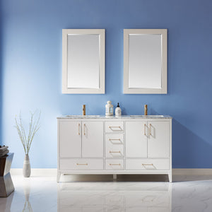 Sutton 60" Double Bathroom Vanity Set with Marble Countertop