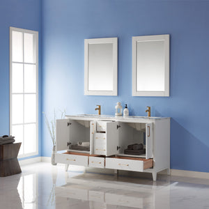 Sutton 60" Double Bathroom Vanity Set with Marble Countertop
