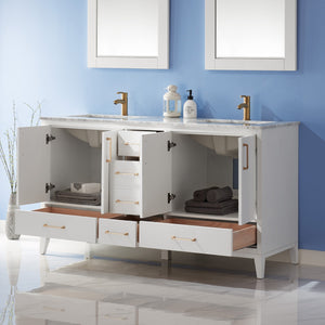 Sutton 60" Double Bathroom Vanity Set with Marble Countertop