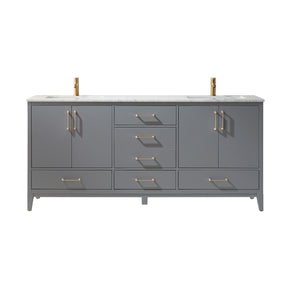 Sutton 72" Double Bathroom Vanity Set with Marble Countertop