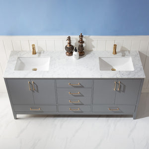 Sutton 72" Double Bathroom Vanity Set with Marble Countertop
