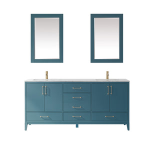 Sutton 72" Double Bathroom Vanity Set with Marble Countertop