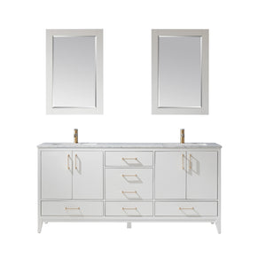 Sutton 72" Double Bathroom Vanity Set with Marble Countertop