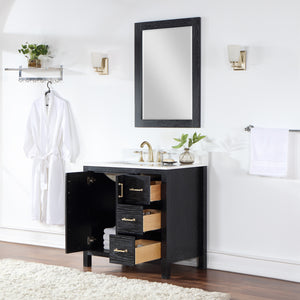 Hadiya 36" Single Bathroom Vanity Set with Aosta White Composite Stone Countertop