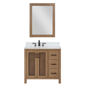 Hadiya 36" Single Bathroom Vanity Set with Aosta White Composite Stone Countertop