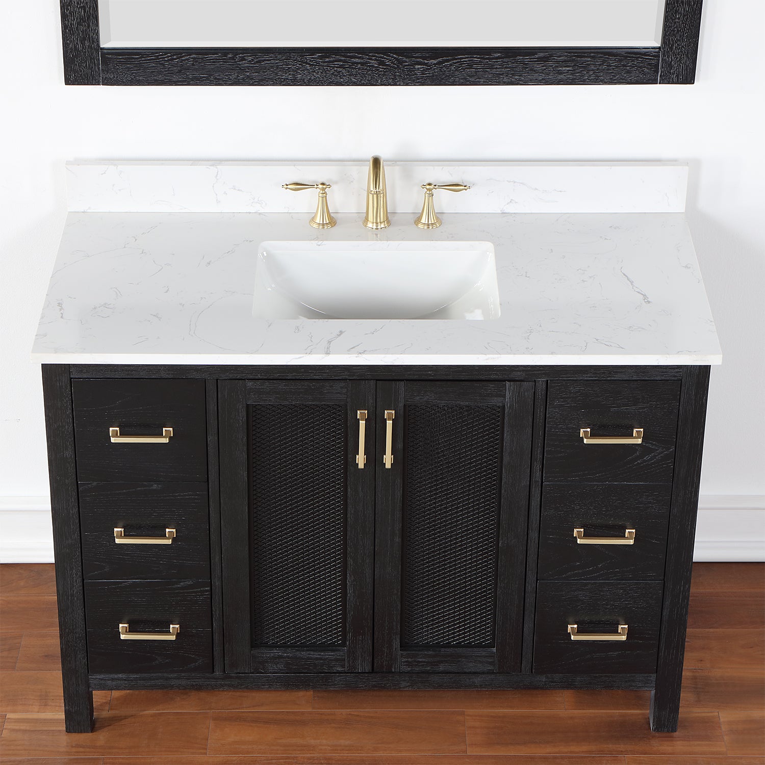 Hadiya 48" Single Bathroom Vanity Set with Aosta White Composite Stone Countertop