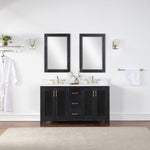 Load image into Gallery viewer, Hadiya 60&quot; Double Bathroom Vanity Set with Aosta White Composite Stone Countertop
