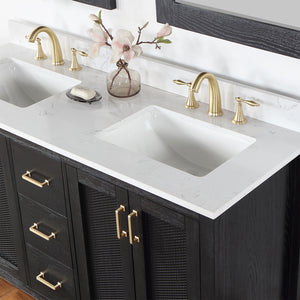 Hadiya 60" Double Bathroom Vanity Set with Aosta White Composite Stone Countertop