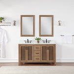 Load image into Gallery viewer, Hadiya 60&quot; Double Bathroom Vanity Set with Aosta White Composite Stone Countertop
