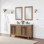 Load image into Gallery viewer, Hadiya 60&quot; Double Bathroom Vanity Set with Aosta White Composite Stone Countertop
