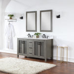 Load image into Gallery viewer, Hadiya 60&quot; Double Bathroom Vanity Set with Aosta White Composite Stone Countertop
