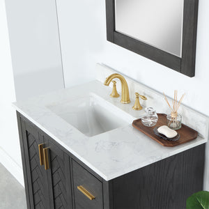 Gazsi 36" Single Bathroom Vanity Set with Grain White Composite Stone Countertop