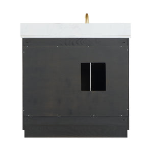 Gazsi 36" Single Bathroom Vanity Set with Grain White Composite Stone Countertop