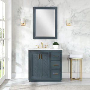 Gazsi 36" Single Bathroom Vanity Set with Grain White Composite Stone Countertop