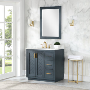 Gazsi 36" Single Bathroom Vanity Set with Grain White Composite Stone Countertop
