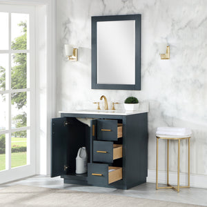 Gazsi 36" Single Bathroom Vanity Set with Grain White Composite Stone Countertop