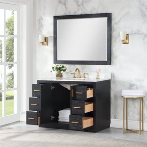 Gazsi 48" Single Bathroom Vanity Set with Grain White Composite Stone Countertop