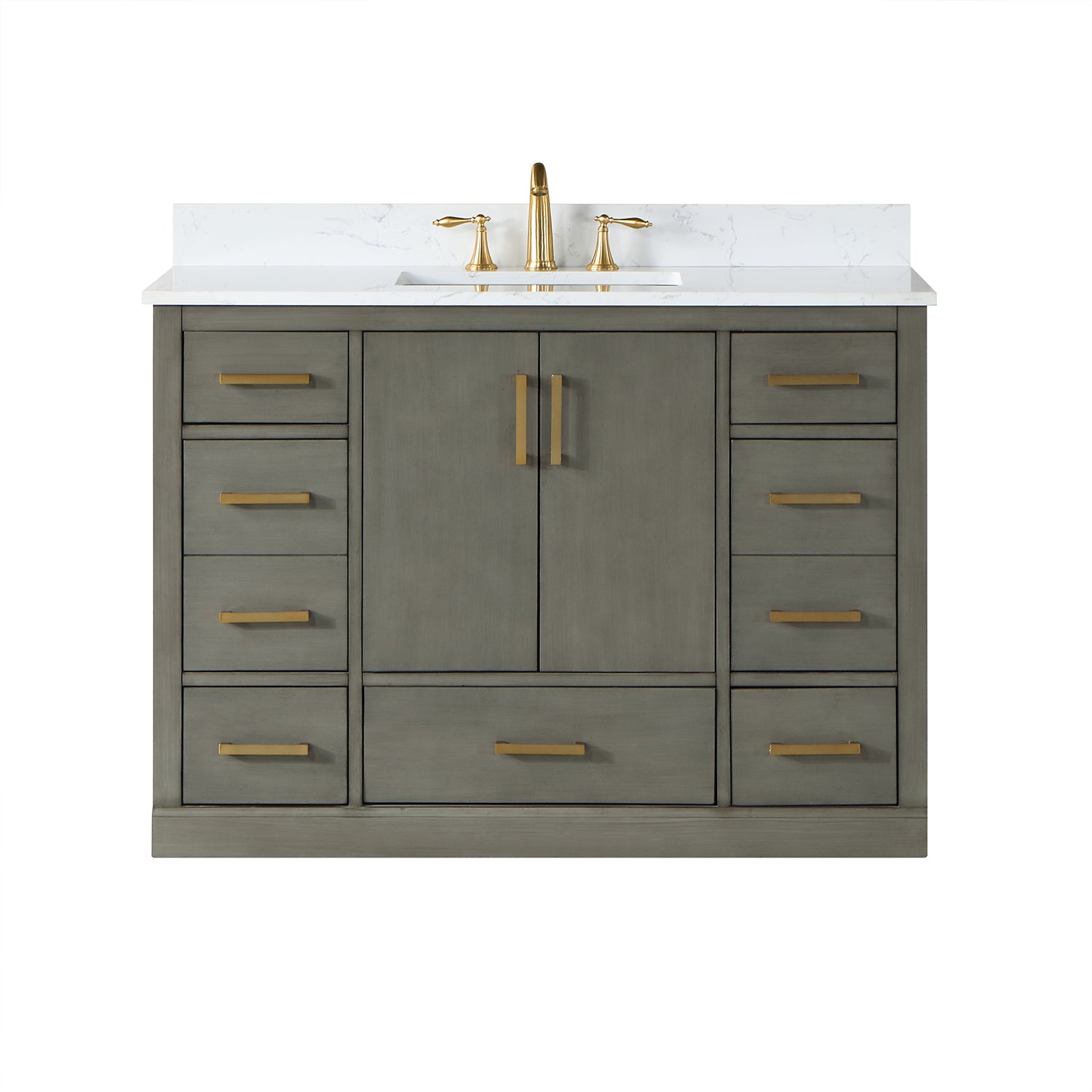 Monna 48" Single Bathroom Vanity Set with Aosta White Composite Stone Countertop