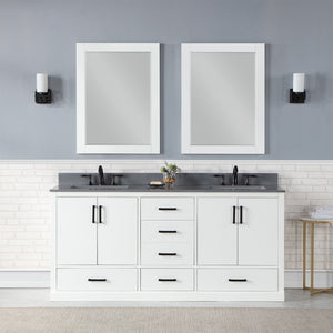 Monna 72" Double Bathroom Vanity Set with Aosta White Composite Stone Countertop