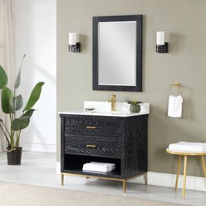 Kesia 36" Single Bathroom Vanity Set with Aosta White Composite Stone Countertop
