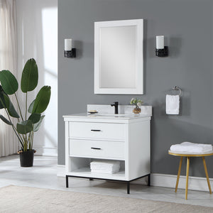 Kesia 36" Single Bathroom Vanity Set with Aosta White Composite Stone Countertop