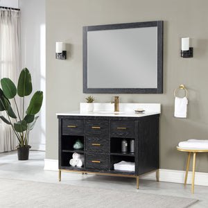 Kesia 48" Single Bathroom Vanity Set with Aosta White Composite Stone Countertop