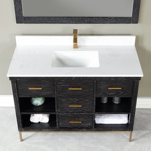 Kesia 48" Single Bathroom Vanity Set with Aosta White Composite Stone Countertop