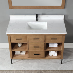 Kesia 48" Single Bathroom Vanity Set with Aosta White Composite Stone Countertop