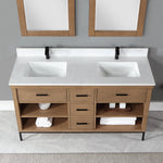 Load image into Gallery viewer, Kesia 60&quot; Double Bathroom Vanity Set with Aosta White Composite Stone Countertop
