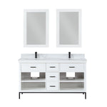 Load image into Gallery viewer, Kesia 60&quot; Double Bathroom Vanity Set with Aosta White Composite Stone Countertop
