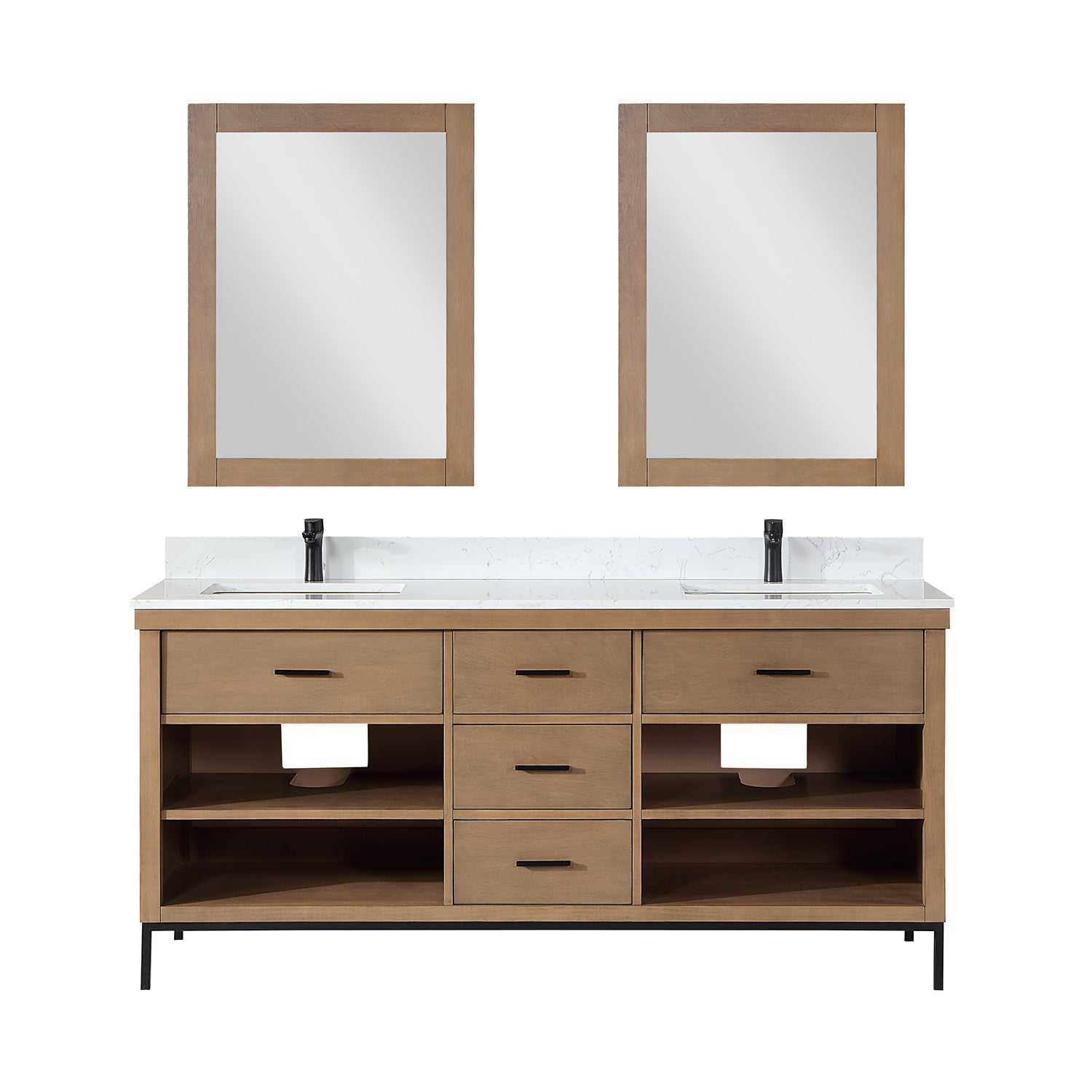 Kesia 72" Double Bathroom Vanity Set with Aosta White Composite Stone Countertop