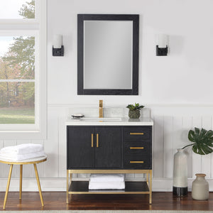 Wildy 36" Single Bathroom Vanity Set with Grain White Composite Stone Countertop