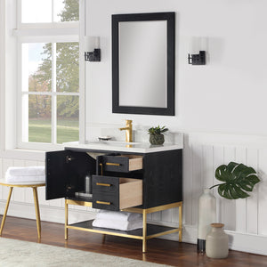 Wildy 36" Single Bathroom Vanity Set with Grain White Composite Stone Countertop