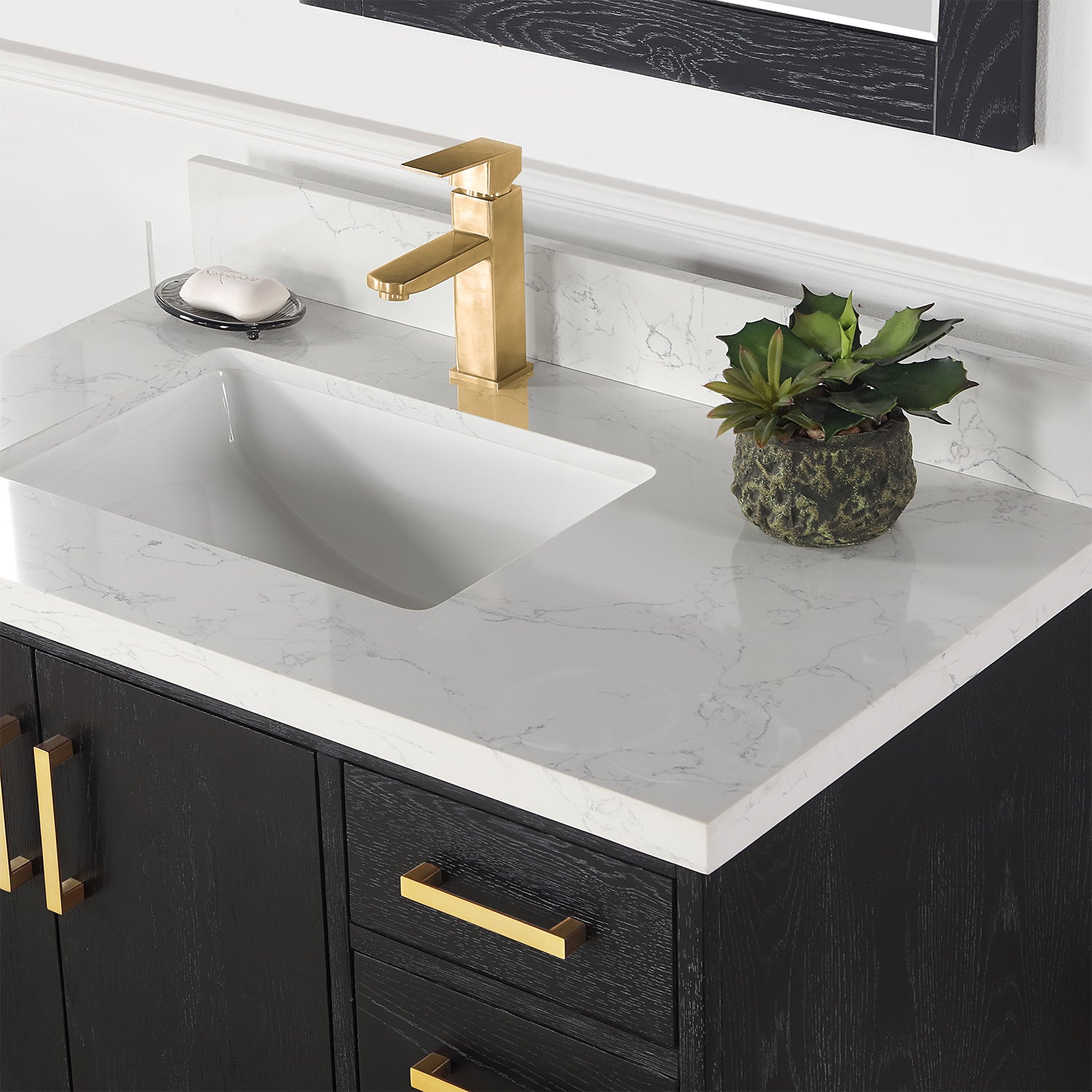 Wildy 36" Single Bathroom Vanity Set with Grain White Composite Stone Countertop
