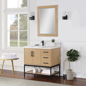 Wildy 36" Single Bathroom Vanity Set with Grain White Composite Stone Countertop