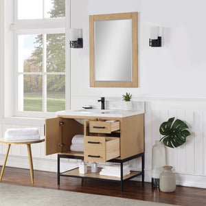 Wildy 36" Single Bathroom Vanity Set with Grain White Composite Stone Countertop