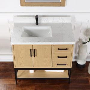 Wildy 36" Single Bathroom Vanity Set with Grain White Composite Stone Countertop