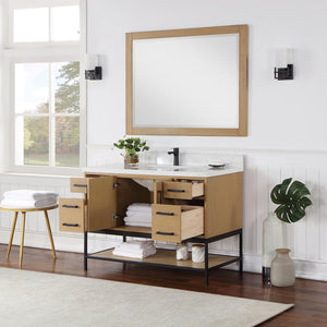 Wildy 48" Single Bathroom Vanity Set with Grain White Composite Stone Countertop