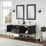 Load image into Gallery viewer, Wildy 60&quot; Double Bathroom Vanity Set with Grain White Composite Stone Countertop
