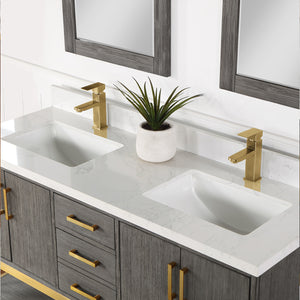 Wildy 60" Double Bathroom Vanity Set with Grain White Composite Stone Countertop