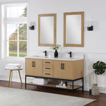 Load image into Gallery viewer, Wildy 60&quot; Double Bathroom Vanity Set with Grain White Composite Stone Countertop
