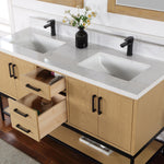 Load image into Gallery viewer, Wildy 60&quot; Double Bathroom Vanity Set with Grain White Composite Stone Countertop
